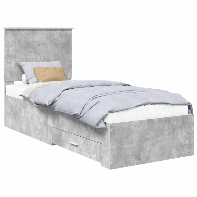 Lovos rėmas su galvūgalio Betono pilko ir sidabro 70 x 190 cm