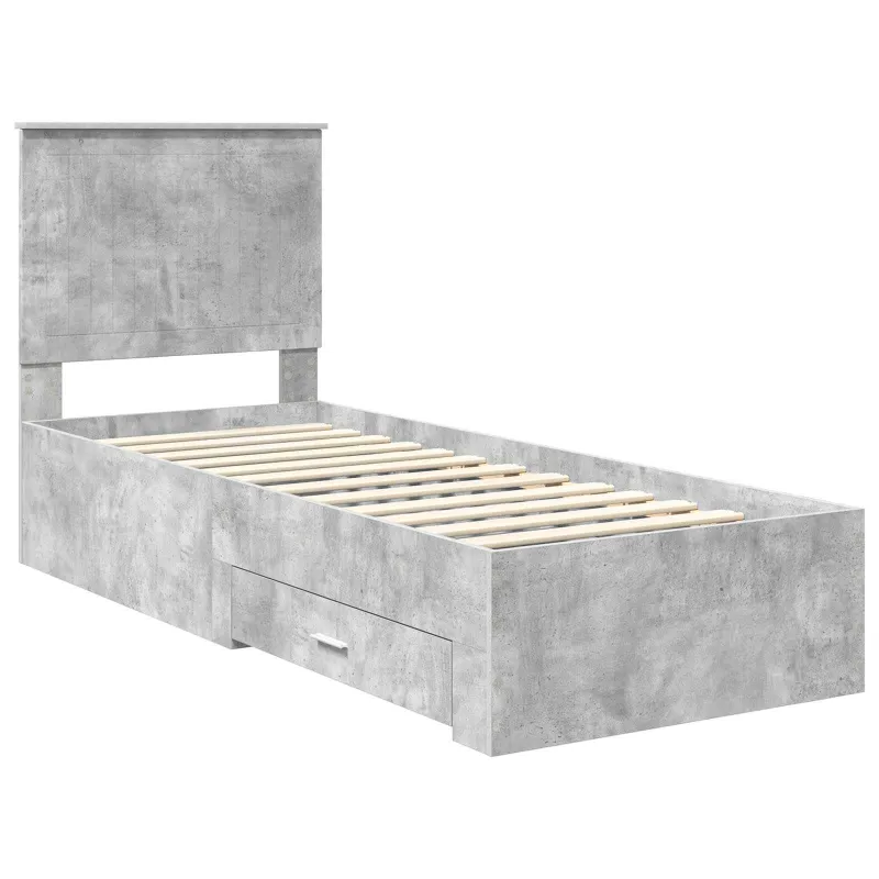 Lovos rėmas su galvūgalio Betono pilko ir sidabro 70 x 190 cm