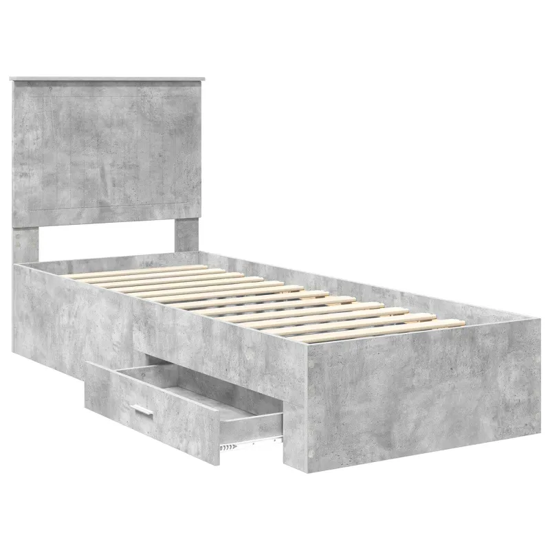 Lovos rėmas su galvūgalio Betono pilko ir sidabro 70 x 190 cm