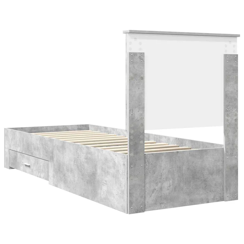 Lovos rėmas su galvūgalio Betono pilko ir sidabro 70 x 190 cm