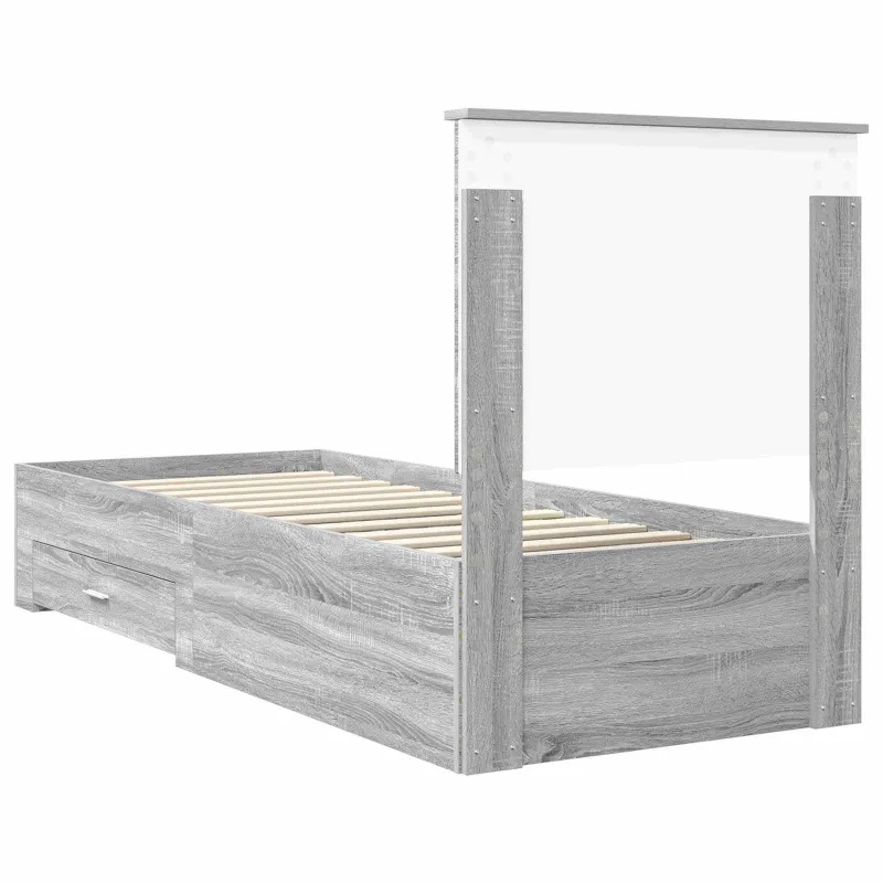 Lovos rėmas su galvūgalio Pilko Sonamos ir sidabro 70 x 190 cm