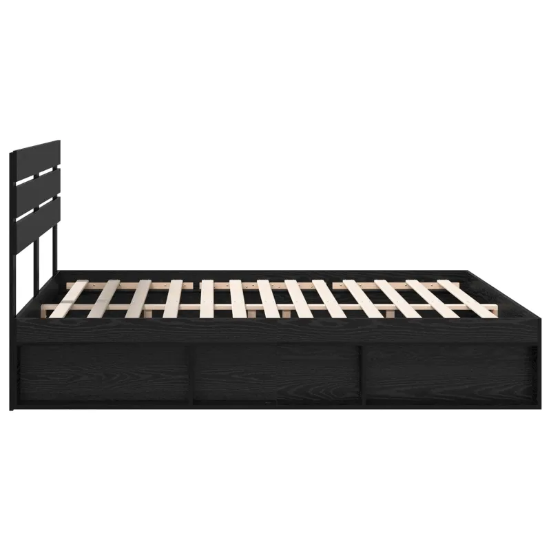 Lovos rėmas Juoda 200 x 200 cm Kietos pušies mediena