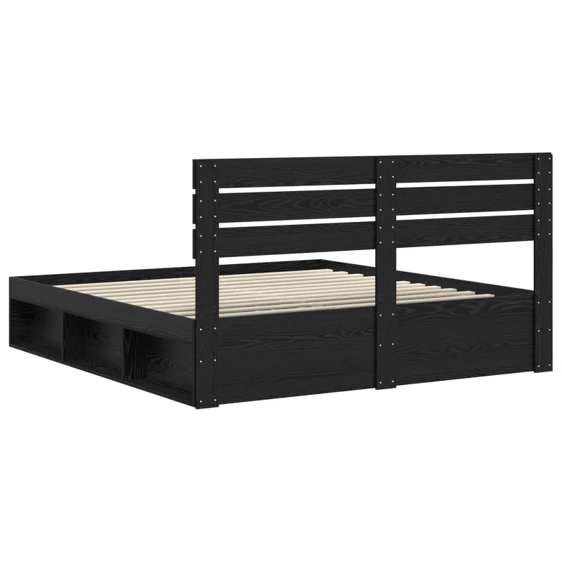 Lovos rėmas Juoda 200 x 200 cm Kietos pušies mediena