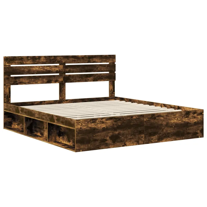 Lovos rėmas Rūkyta ąžuolas 200 x 200 cm Kietos pušies mediena