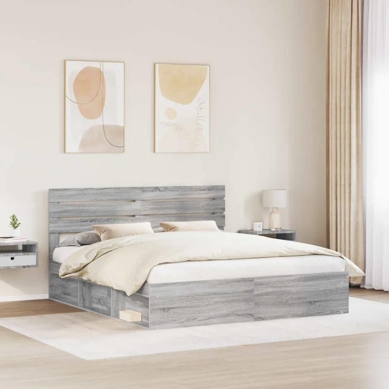 Lovos rėmas Pilkas Sonoma 180 x 200 cm Kietos pušies mediena