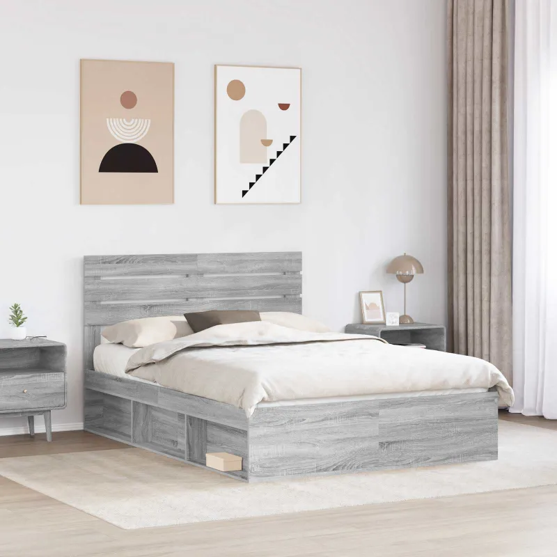 Lovos rėmas Pilkas Sonoma 160 x 200 cm Kietos pušies mediena