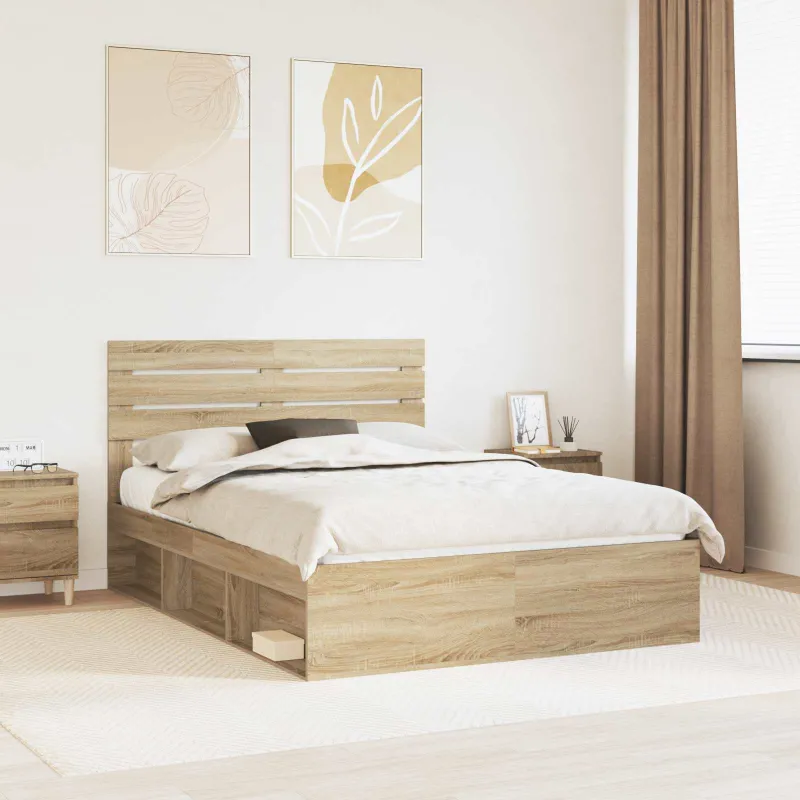 Lovos rėmas Sonoma ąžuolas 150 x 200 cm Kietos pušies mediena