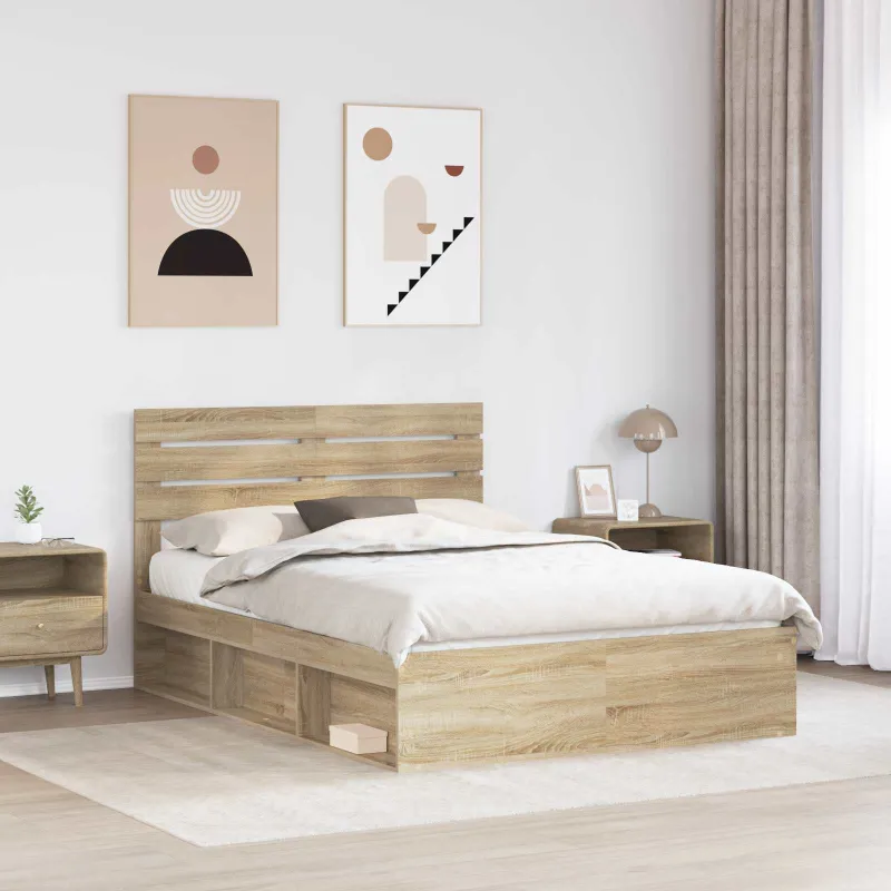 Lovos rėmas Sonoma ąžuolas 150 x 200 cm Kietos pušies mediena
