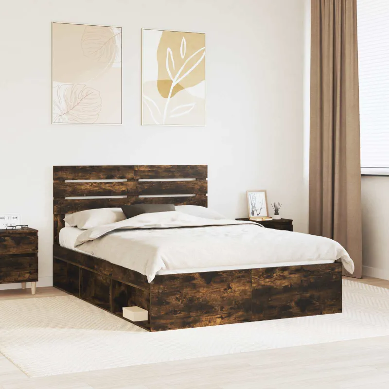 Lovos rėmas Rūkyta ąžuolas 150 x 200 cm Kietos pušies mediena