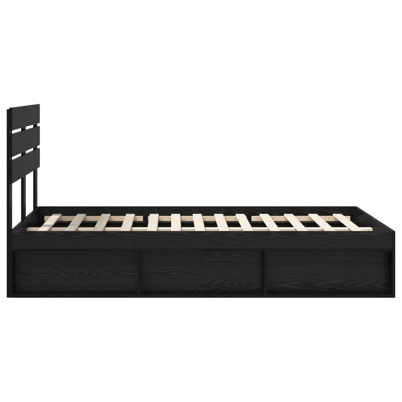 Lovos rėmas Juoda 135 x 190 cm Kietos pušies mediena