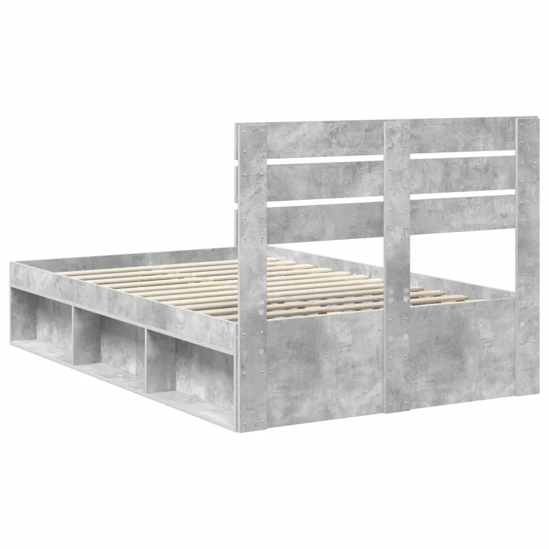 Lovos rėmas Betono pilka 135 x 190 cm Kietos pušies mediena