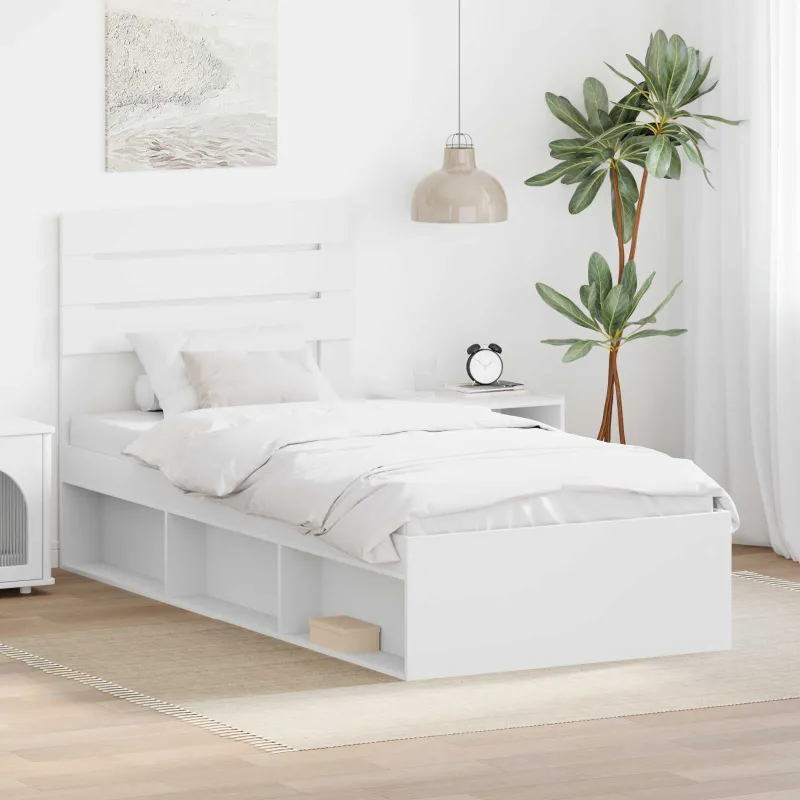 Lovos rėmas Balta 90 x 190 cm Kietos pušies mediena