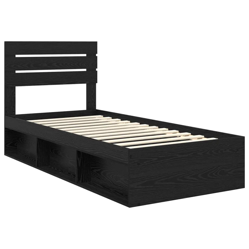 Lovos rėmas Juoda 75 x 190 cm Kietos pušies mediena