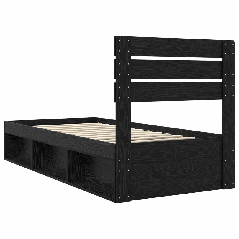 Lovos rėmas Juoda 75 x 190 cm Kietos pušies mediena