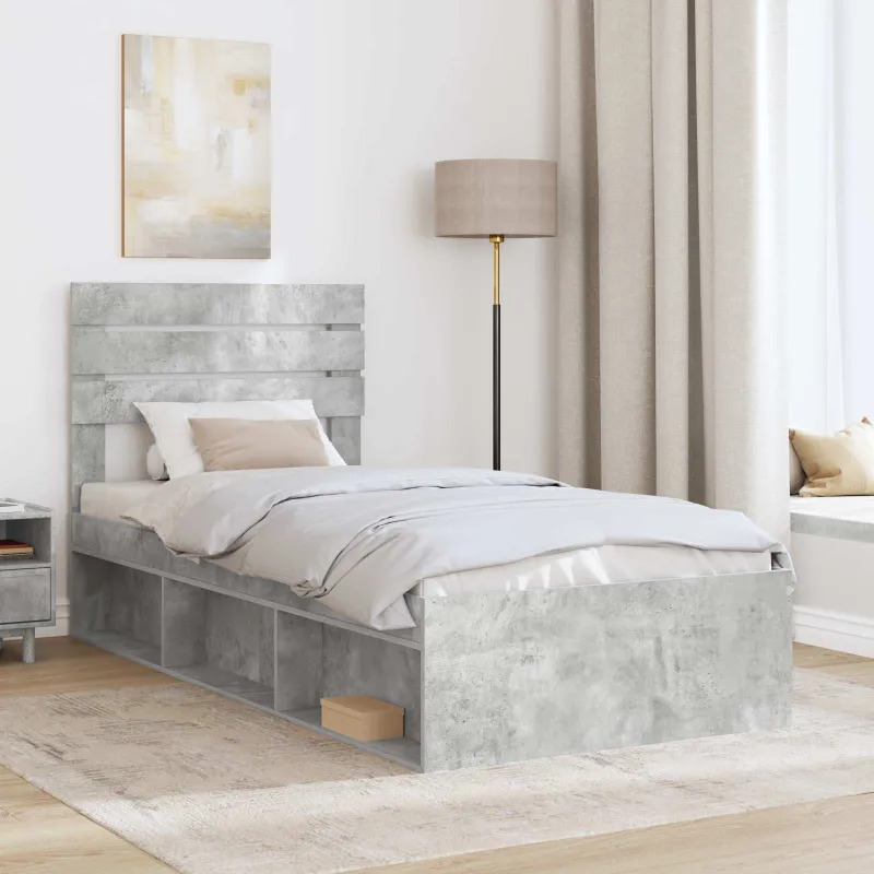 Lovos rėmas Betono pilka 75 x 190 cm Kietos pušies mediena
