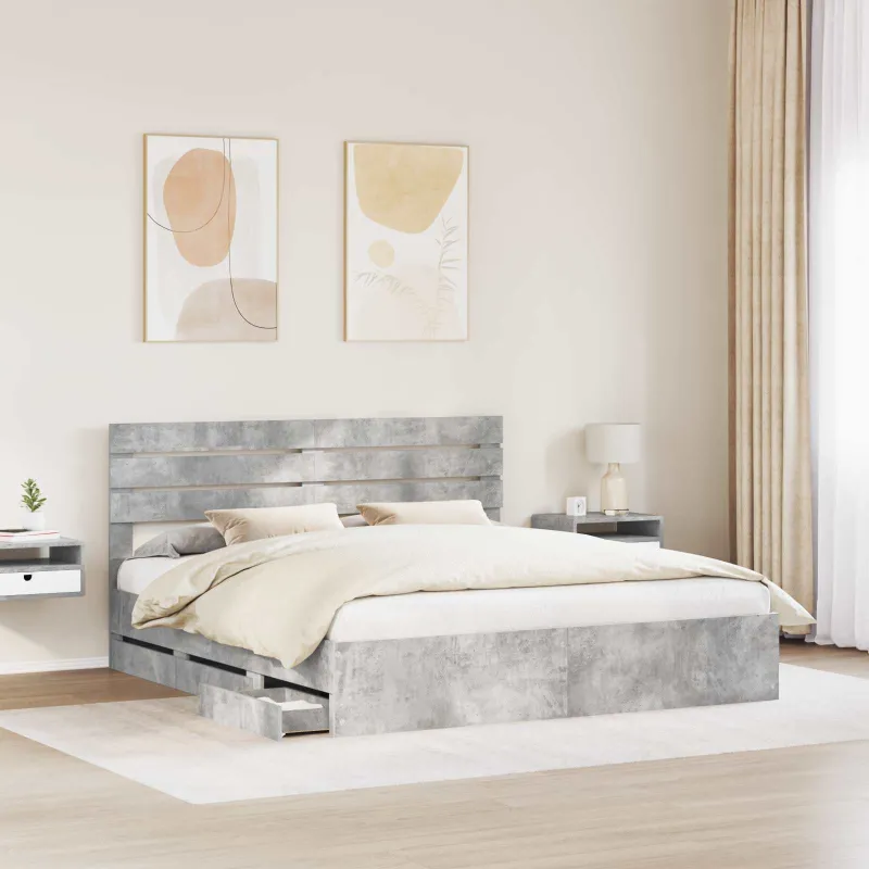 Lovos rėmas Betono pilka 200 x 200 cm Inžinerinė mediena