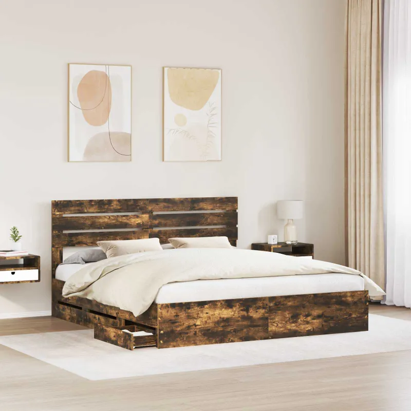 Lovos rėmas Rūkyta ąžuolas 180 x 200 cm Inžinerinė mediena