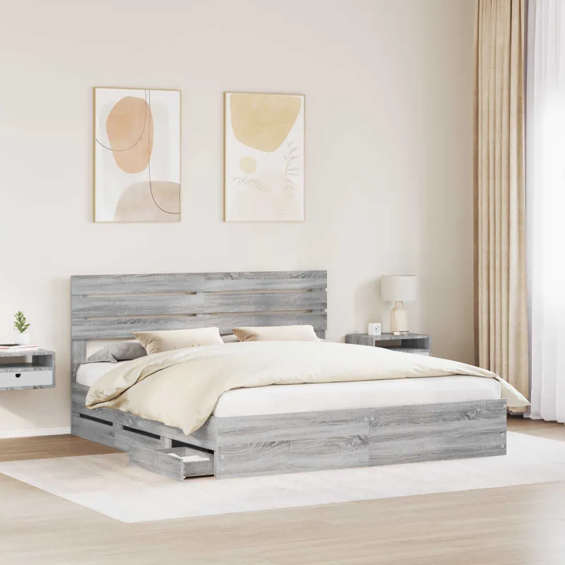 Lovos rėmas Pilkas Sonoma 180 x 200 cm Inžinerinė mediena
