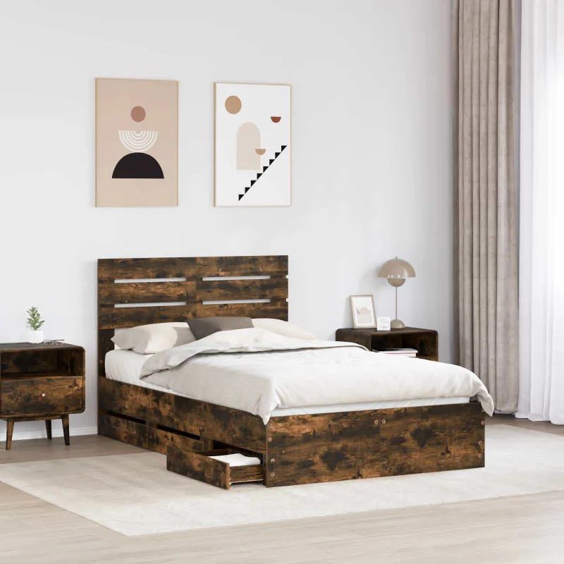 Lovos rėmas Rūkyta ąžuolas 120 x 200 cm Inžinerinė mediena