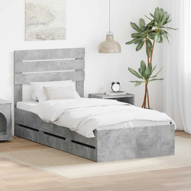 Lovos rėmas Betono pilka 90 x 190 cm Inžinerinė mediena