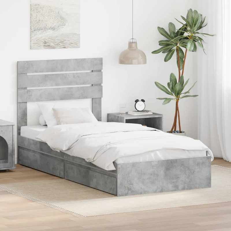 Saugos lova Betono pilka 70 x 190 cm Apdirbta mediena