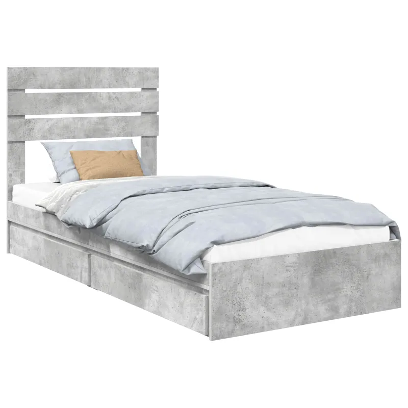 Saugos lova Betono pilka 70 x 190 cm Apdirbta mediena