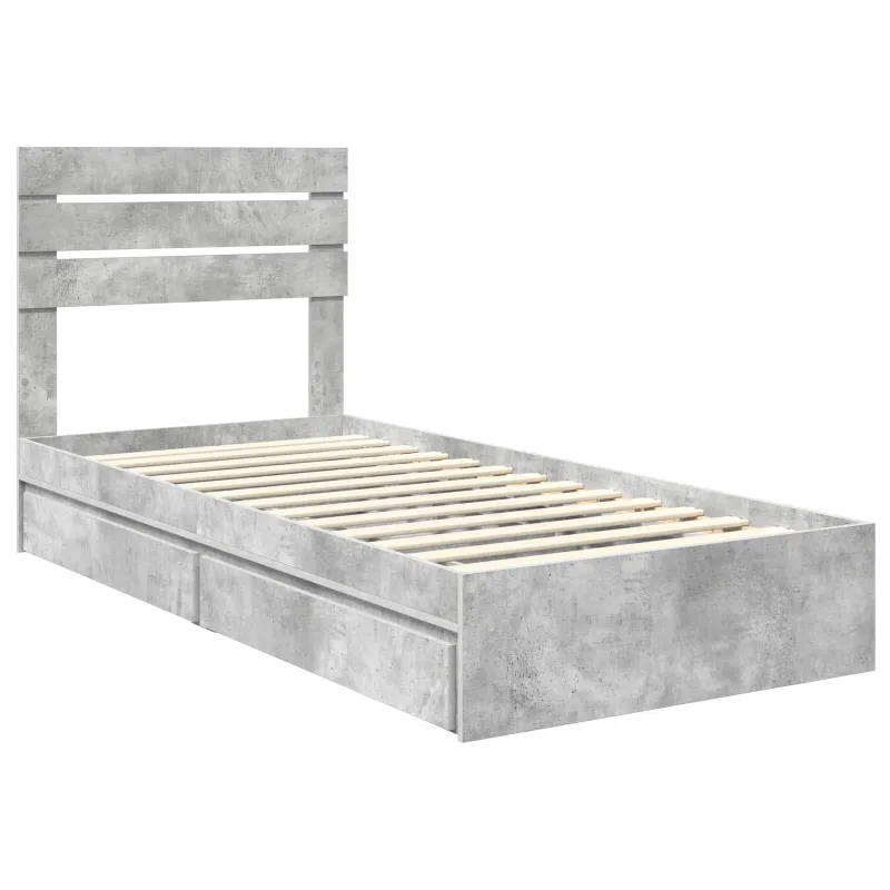 Saugos lova Betono pilka 70 x 190 cm Apdirbta mediena