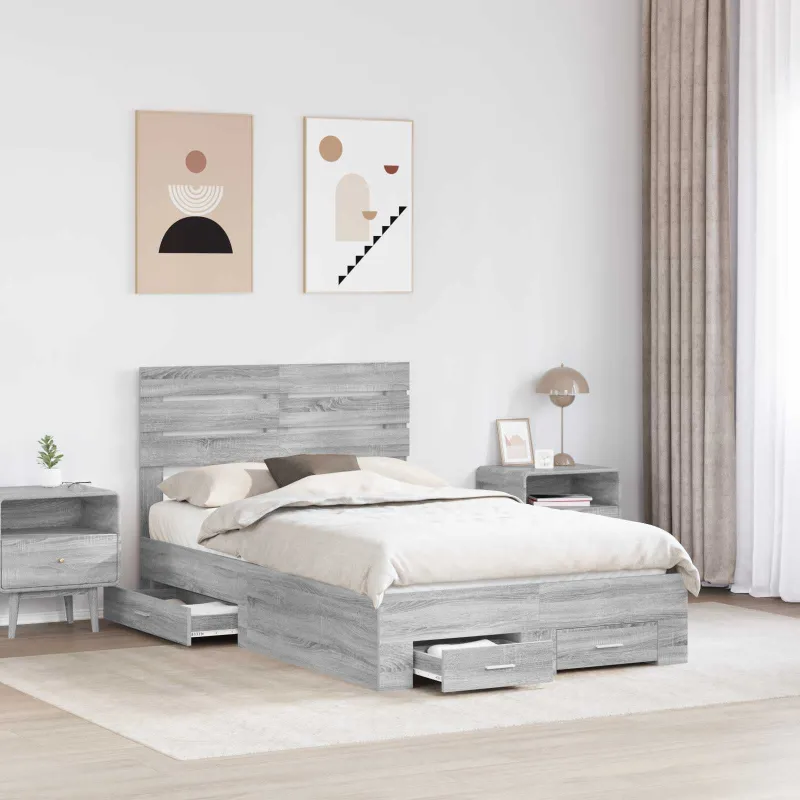 Lovos rėmas Pilkas Sonoma 135 x 190 cm Apdirbta mediena