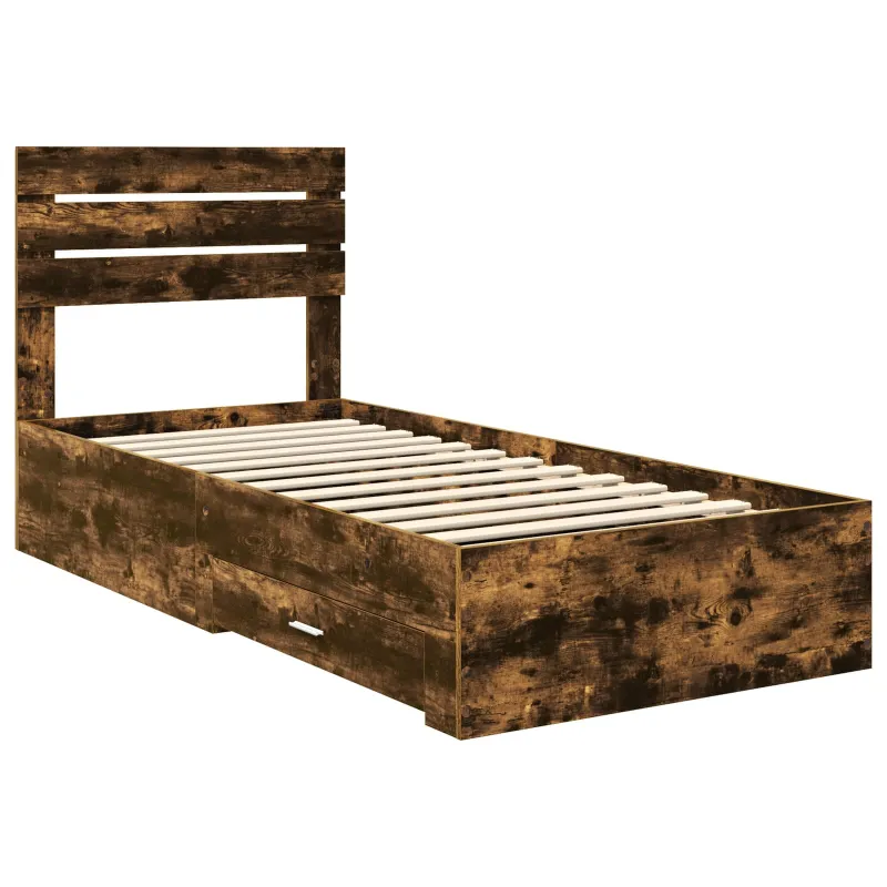 Lovos rėmas su stalčių Rūkyto ąžuolo ir sidabro 75 x 190 cm
