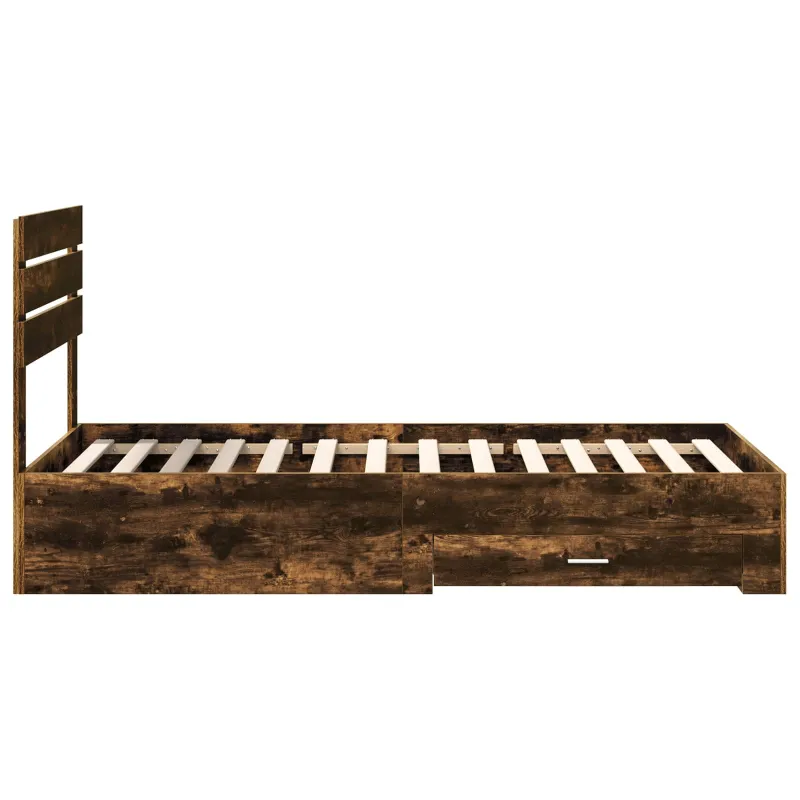Lovos rėmas su stalčių Rūkyto ąžuolo ir sidabro 75 x 190 cm