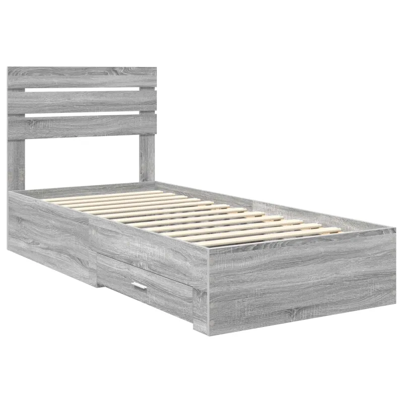 Lovos rėmas su stalčių Pilko Sonamos ir sidabro 75 x 190 cm