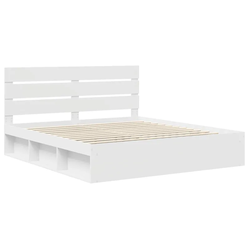 Lovos rėmas Balta 200 x 200 cm Kietos pušies mediena