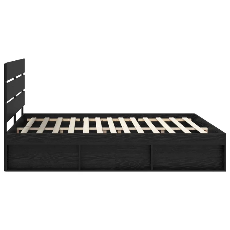 Lovos rėmas Juoda 200 x 200 cm Kietos pušies mediena