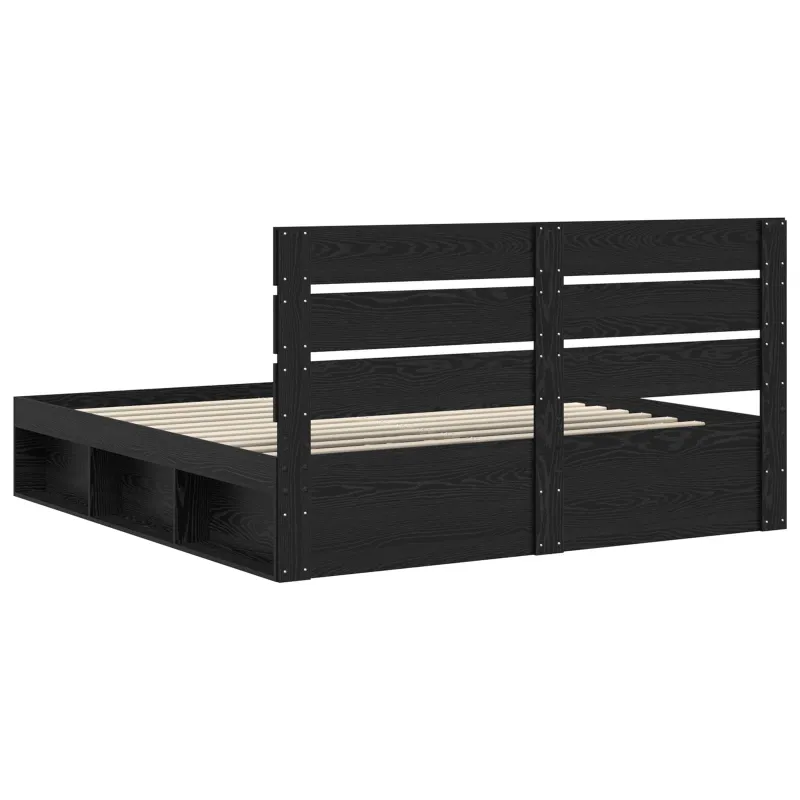 Lovos rėmas Juoda 200 x 200 cm Kietos pušies mediena