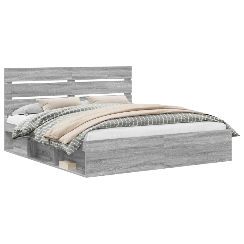 Lovos rėmas Pilkas Sonoma 200 x 200 cm Kietos pušies mediena