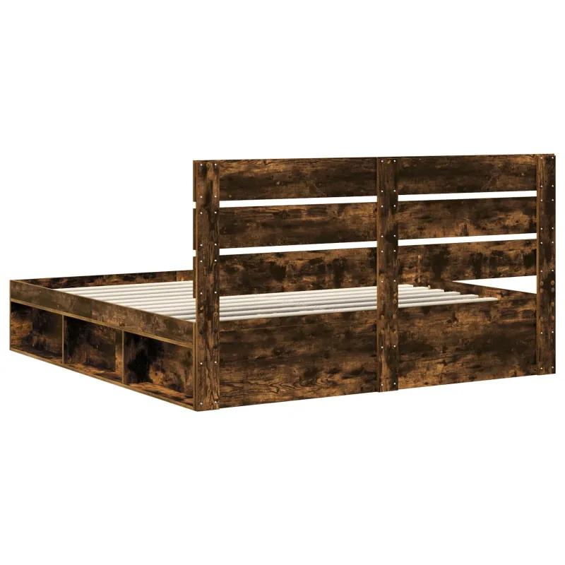Lovos rėmas Rūkyta ąžuolas 180 x 200 cm Kietos pušies mediena
