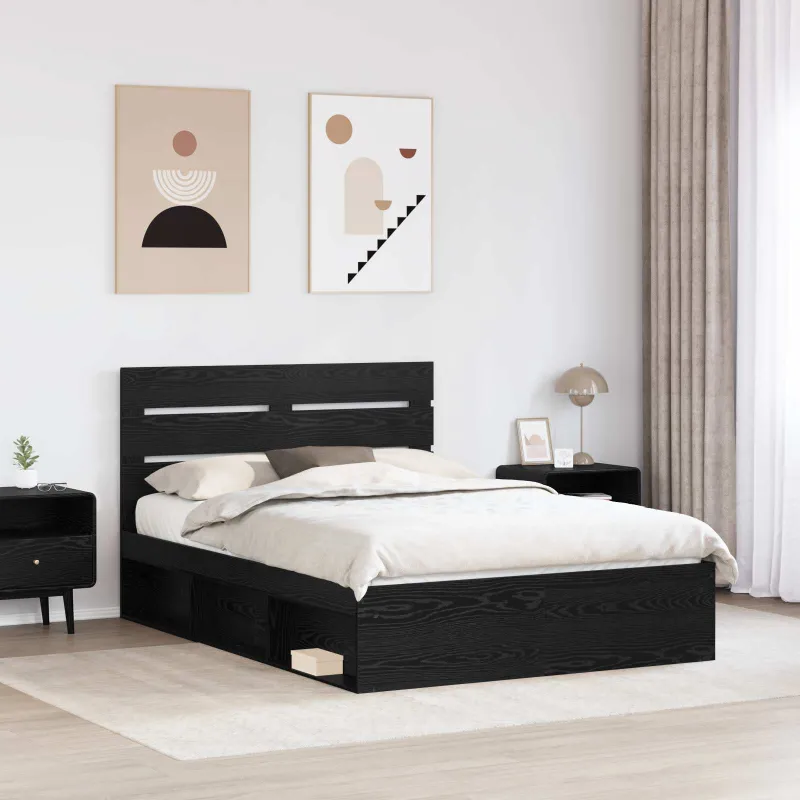 Lovos rėmas Juoda 160 x 200 cm Kietos pušies mediena