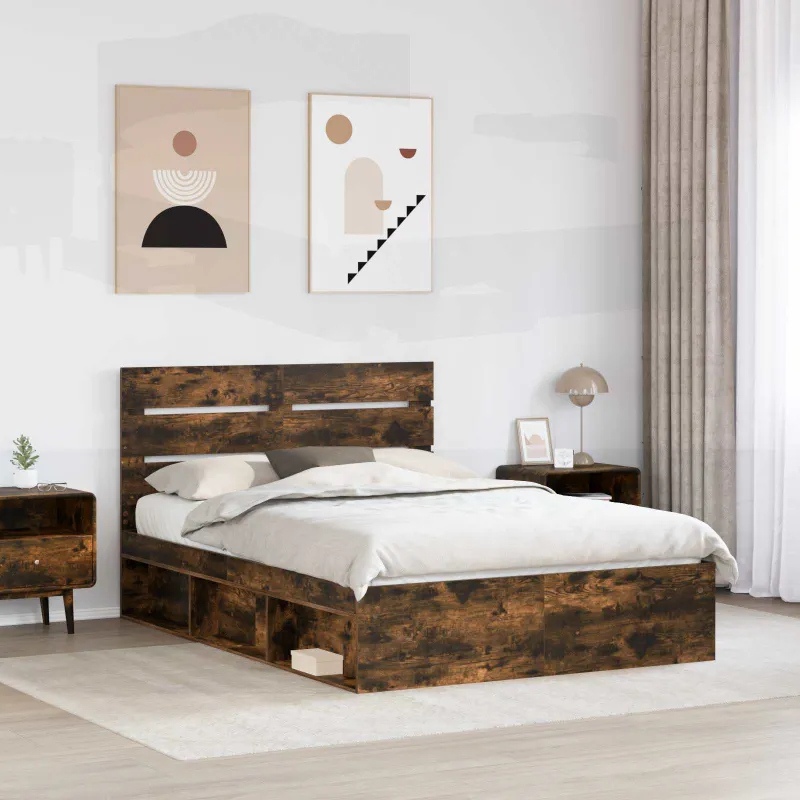 Lovos rėmas Rūkyta ąžuolas 160 x 200 cm Kietos pušies mediena