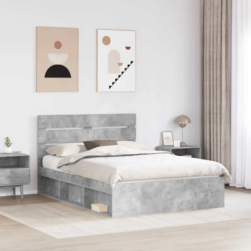 Lovos rėmas Betono pilka 150 x 200 cm Kietos pušies mediena