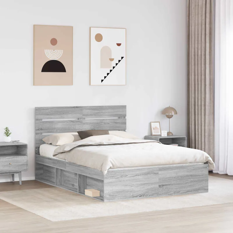 Lovos rėmas Pilkas Sonoma 140 x 200 cm Kietos pušies mediena