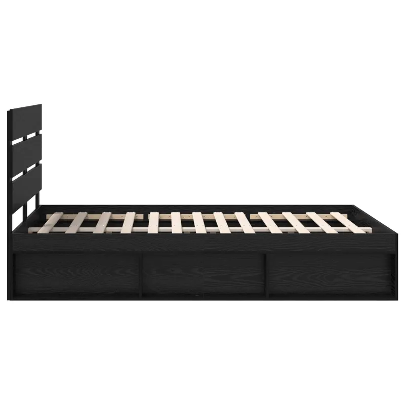 Lovos rėmas Juoda 140 x 190 cm Kietos pušies mediena