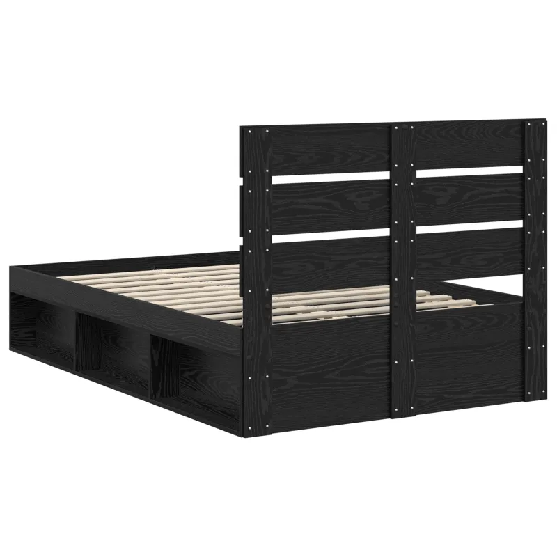Lovos rėmas Juoda 135 x 190 cm Kietos pušies mediena