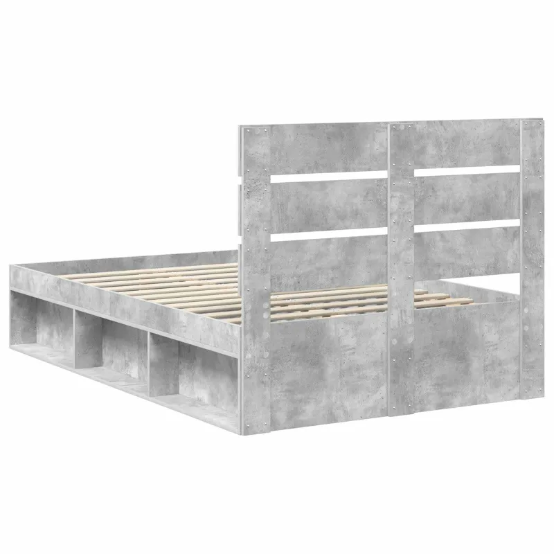 Lovos rėmas Betono pilka 135 x 190 cm Kietos pušies mediena