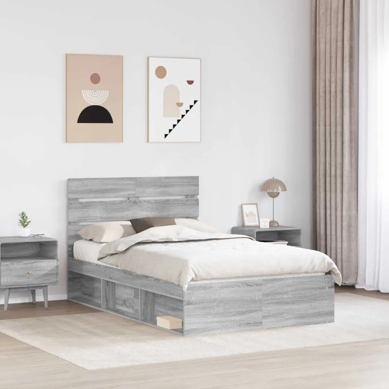 Lovos rėmas Pilkas Sonoma 120 x 200 cm Kietos pušies mediena