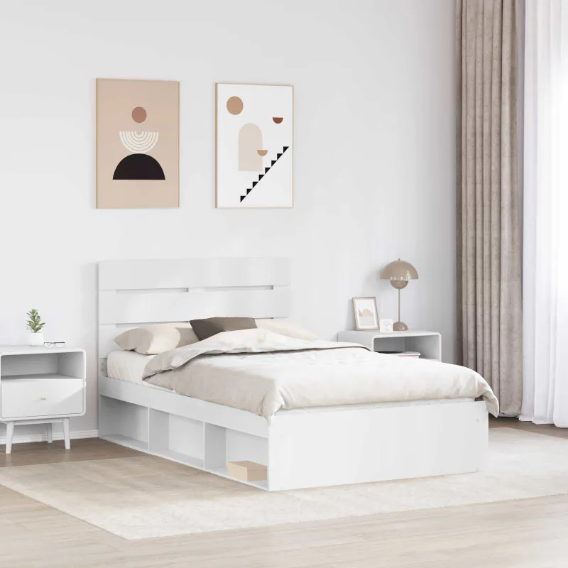 Lovos rėmas Balta 120 x 190 cm Kietos pušies mediena
