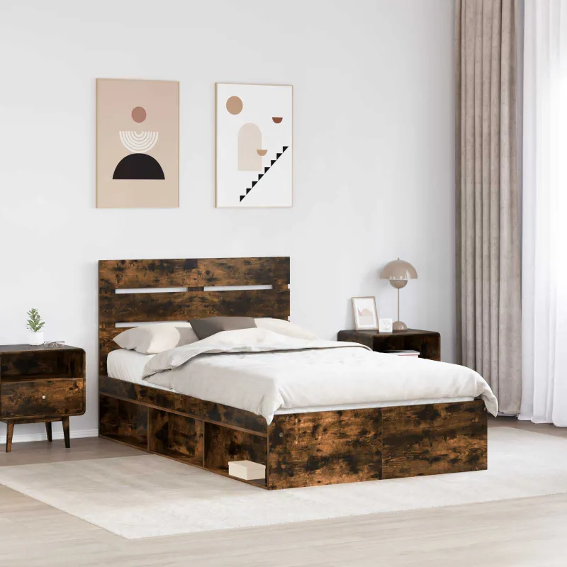 Lovos rėmas Rūkyta ąžuolas 120 x 190 cm Kietos pušies mediena