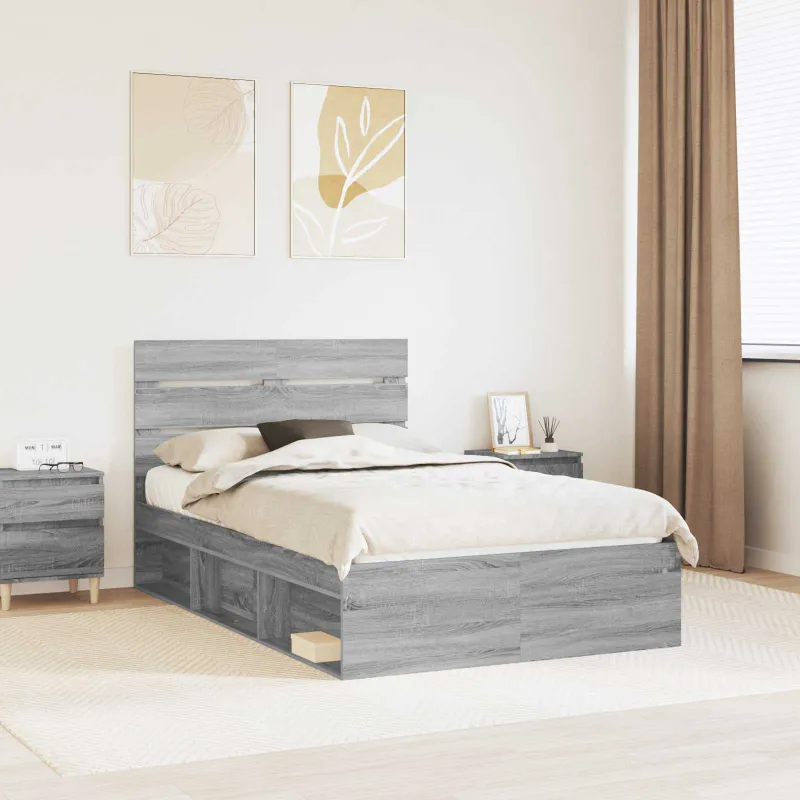 Lovos rėmas Pilkas Sonoma 120 x 190 cm Kietos pušies mediena