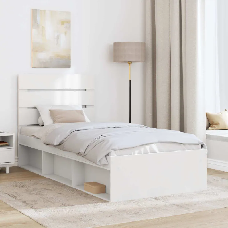 Lovos rėmas Balta 90 x 190 cm Kietos pušies mediena