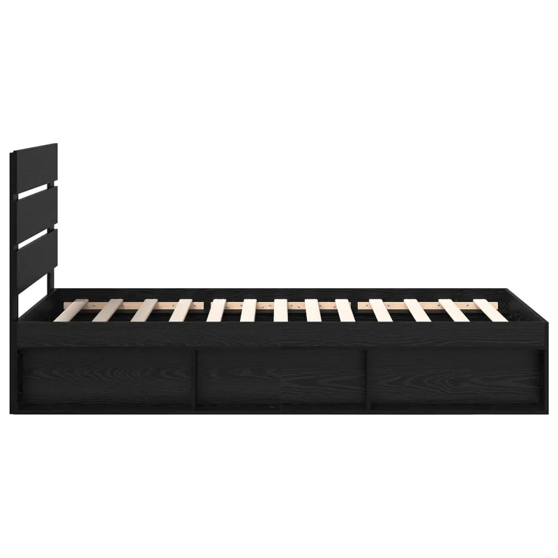 Lovos rėmas Juoda 90 x 190 cm Kietos pušies mediena