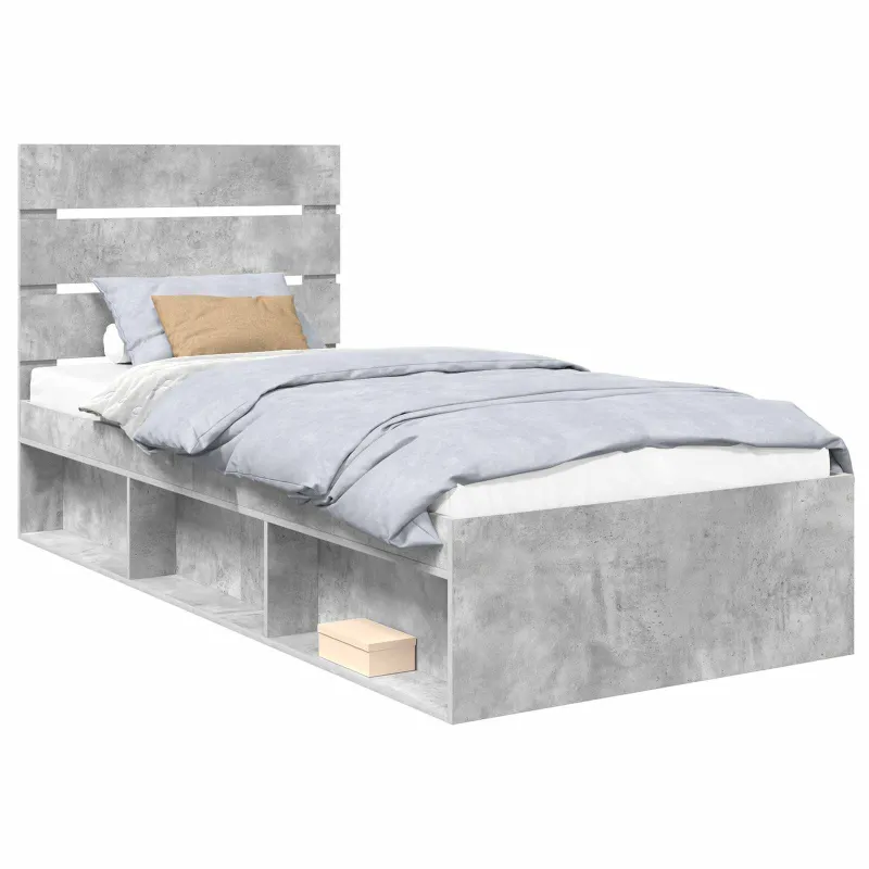 Lovos rėmas Betono pilka 90 x 190 cm Kietos pušies mediena